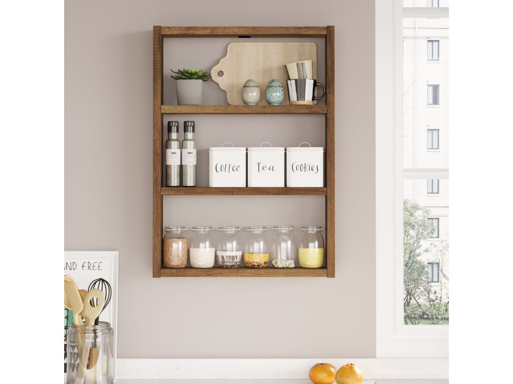 Mensola da parete in legno "PR1" - 43 x 9 x 60 cm - Noce