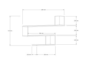 Mensola da parete in legno "Penne" - 120 x 20 x 71 cm - Bianco