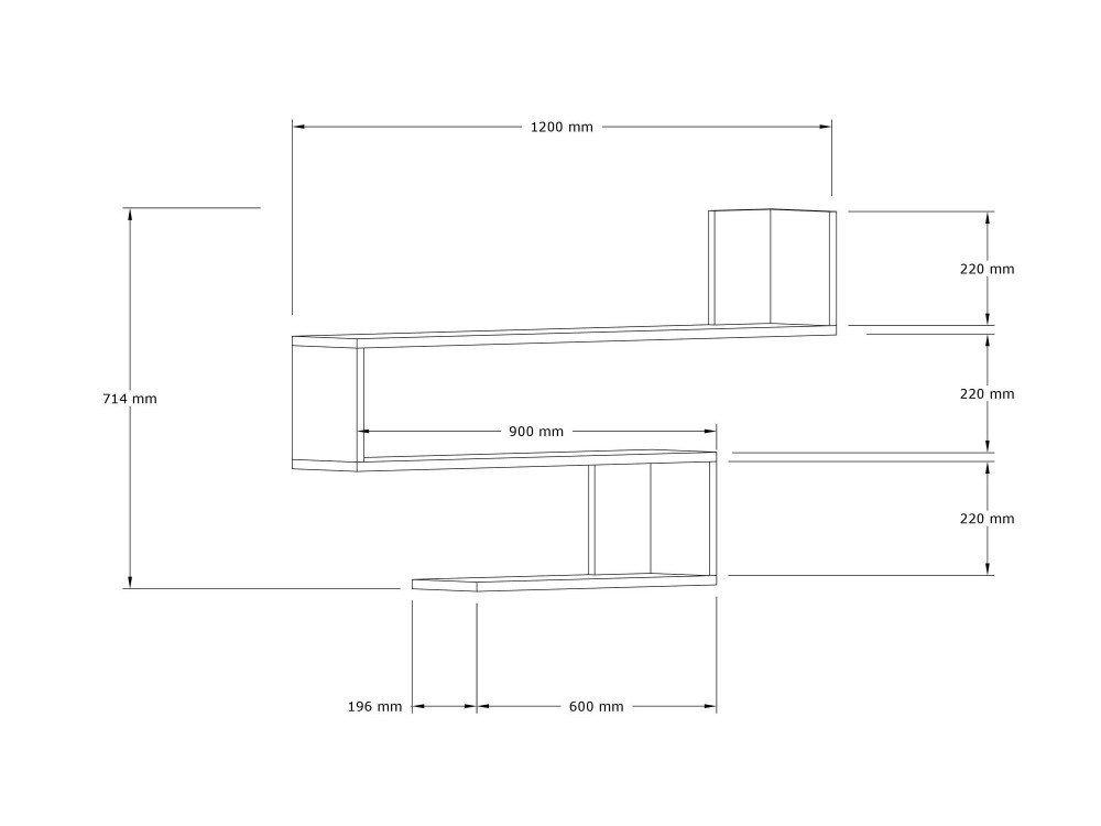 Mensola da parete in legno "Penne" - 120 x 20 x 71 cm - Bianco