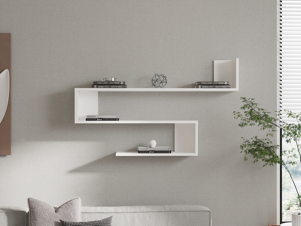 Mensola da parete in legno "Penne" - 120 x 20 x 71 cm - Bianco