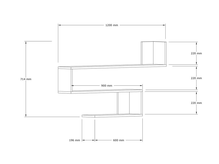 Mensola da parete in legno "Penne" - 120 x 20 x 71 cm - Rovere Zaffiro