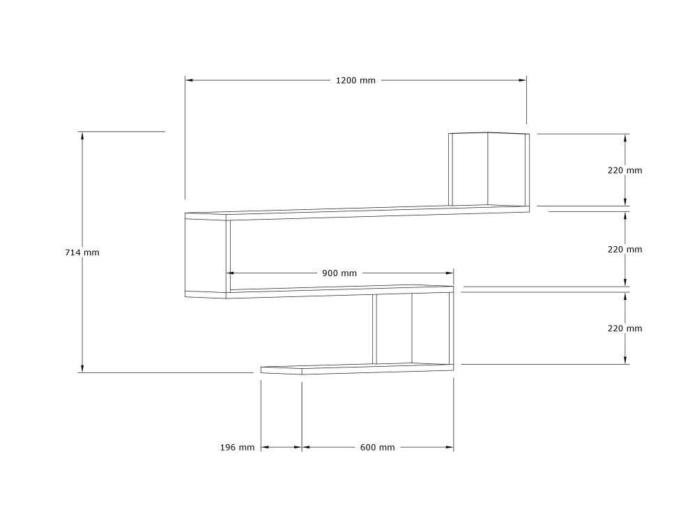 Mensola da parete in legno "Penne" - 120 x 20 x 71 cm - Rovere Zaffiro
