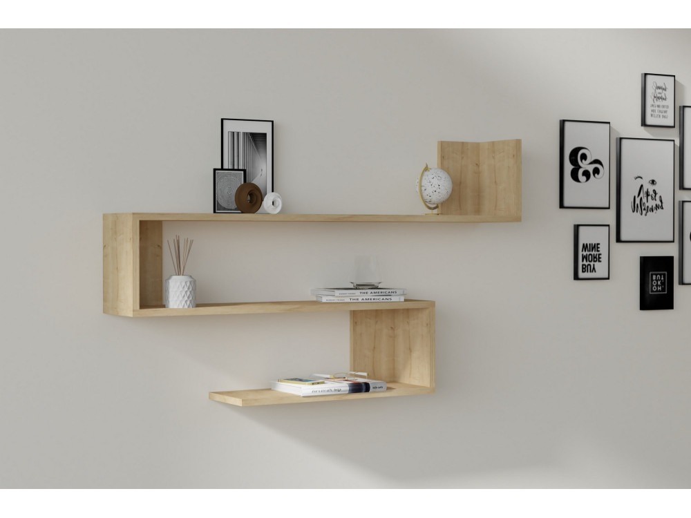 Mensola da parete in legno "Penne" - 120 x 20 x 71 cm - Rovere Zaffiro