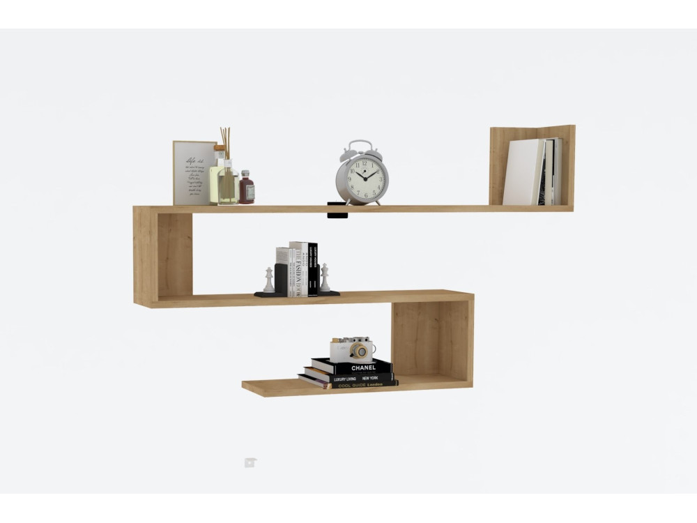 Mensola da parete in legno "Penne" - 120 x 20 x 71 cm - Rovere Zaffiro