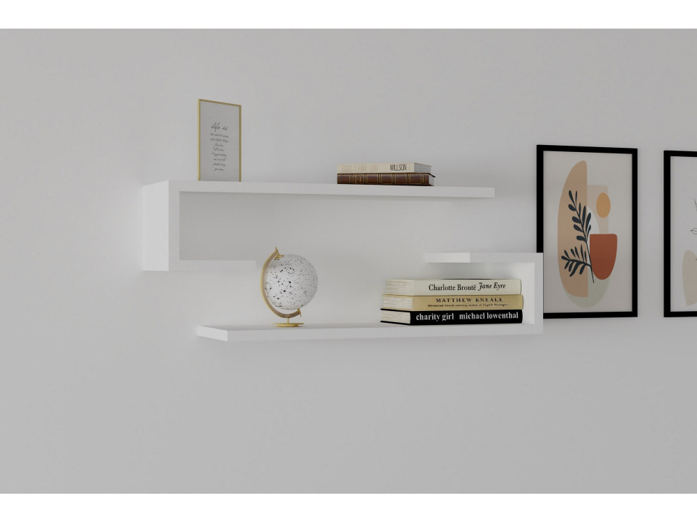 Mensola da parete in legno "Eldo" - 60 x 19 x 15 cm - Bianco
