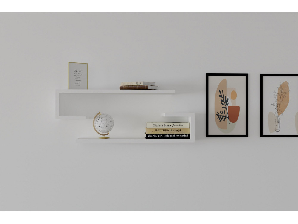 Mensola da parete in legno "Eldo" - 60 x 19 x 15 cm - Bianco