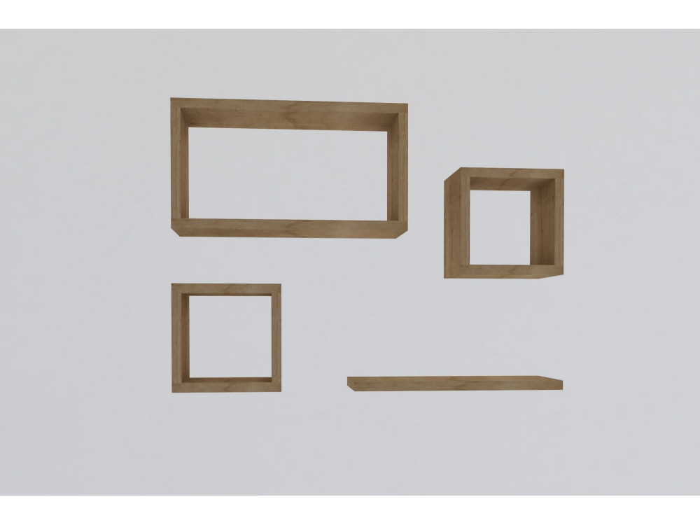Set di 4 mensole da parete in legno "Babi" - 43 x 15 x 23 cm - Beige