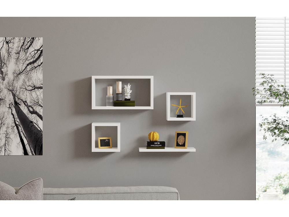 Mensola da parete in legno "Babi" - 43 x 15 x 23 cm - Bianco