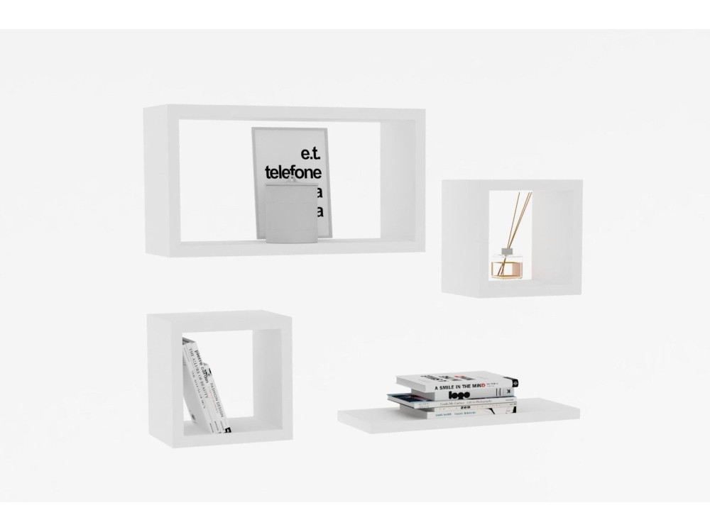 Mensola da parete in legno "Babi" - 43 x 15 x 23 cm - Bianco