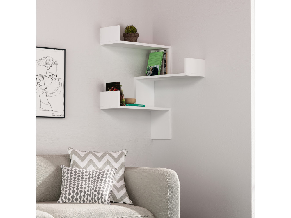 Mensola da parete in legno "Luksa" - 60 x 60 x 90 cm - Bianco