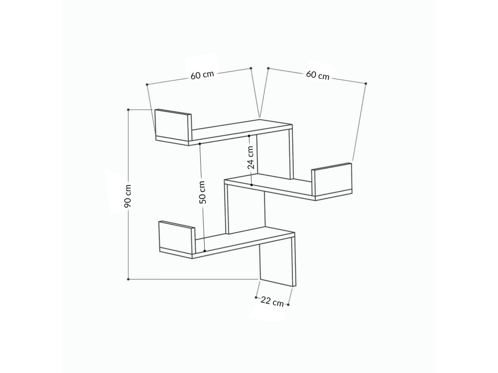 Mensola da parete in legno "Luksa" - 60 x 60 x 90 cm - Bianco