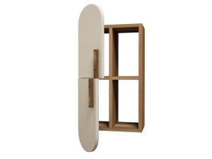 Mensola da parete in legno "Rose" - 35 x 22 x 60 cm - Noce crema