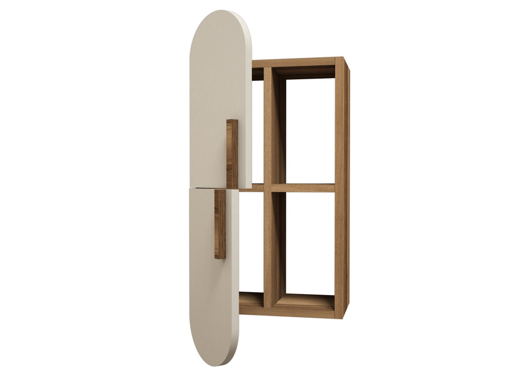 Mensola da parete in legno "Rose" - 35 x 22 x 60 cm - Noce crema