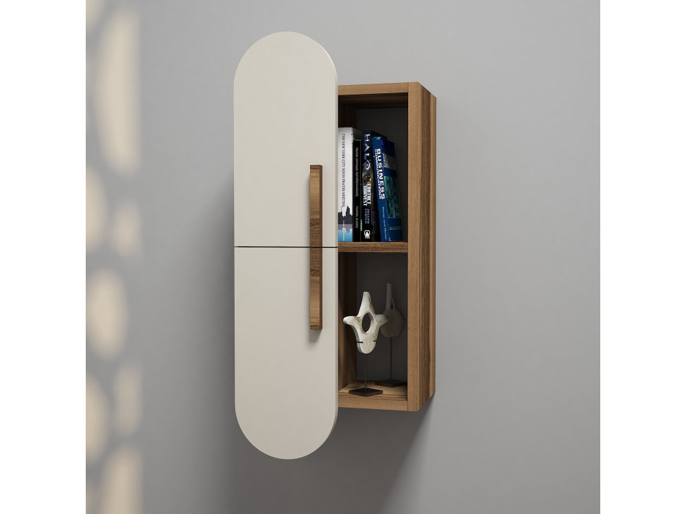 Mensola da parete in legno "Rose" - 35 x 22 x 60 cm - Noce crema
