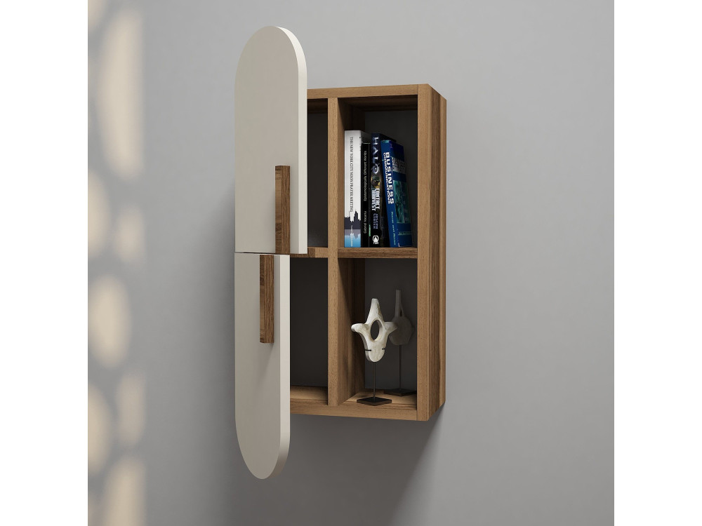 Mensola da parete in legno "Rose" - 35 x 22 x 60 cm - Noce crema