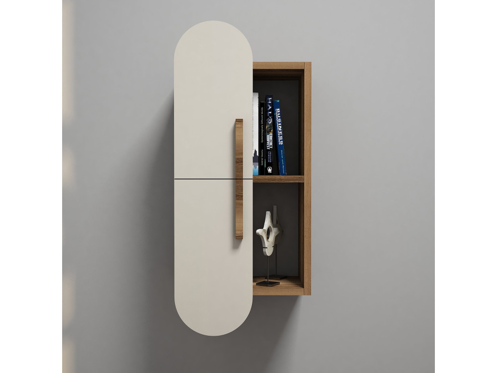 Mensola da parete in legno "Rose" - 35 x 22 x 60 cm - Noce crema