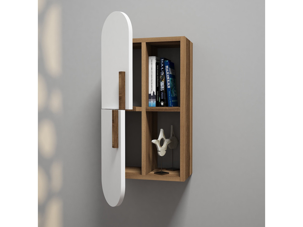 Mensola da parete in legno "Rose" - 35 x 22 x 60 cm - NoceBianco