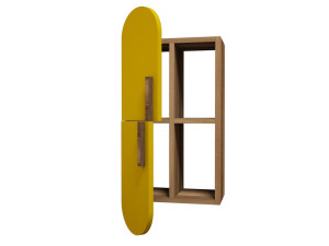 Mensola da parete in legno "Rose" - 35 x 22 x 60 cm - NoceGiallo
