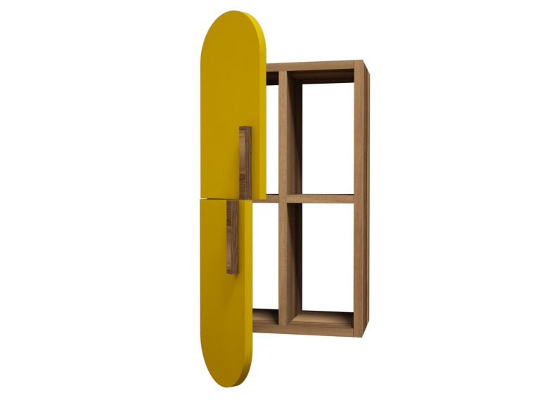 Mensola da parete in legno "Rose" - 35 x 22 x 60 cm - NoceGiallo