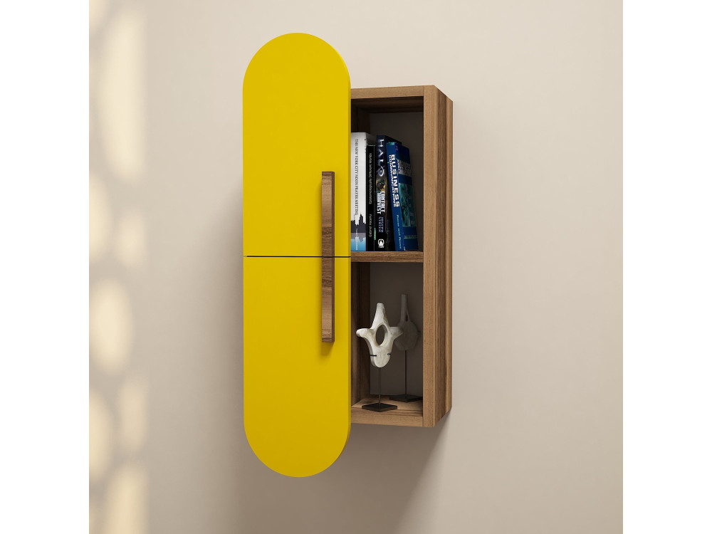 Mensola da parete in legno "Rose" - 35 x 22 x 60 cm - NoceGiallo
