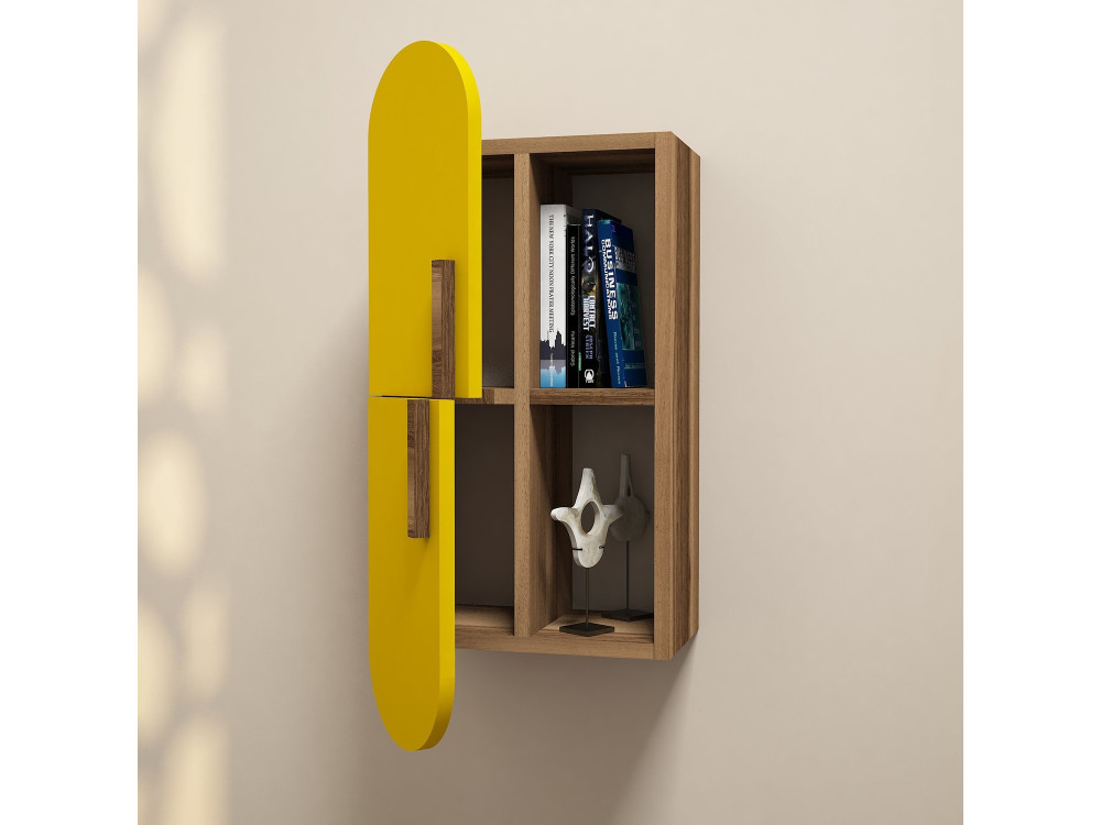Mensola da parete in legno "Rose" - 35 x 22 x 60 cm - NoceGiallo