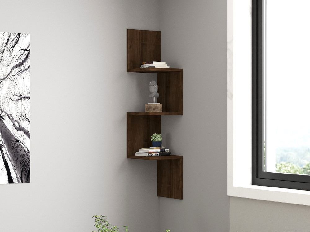 Mensola da parete in legno "Zikzak" - 25 x 25 x 105 cm - Noce
