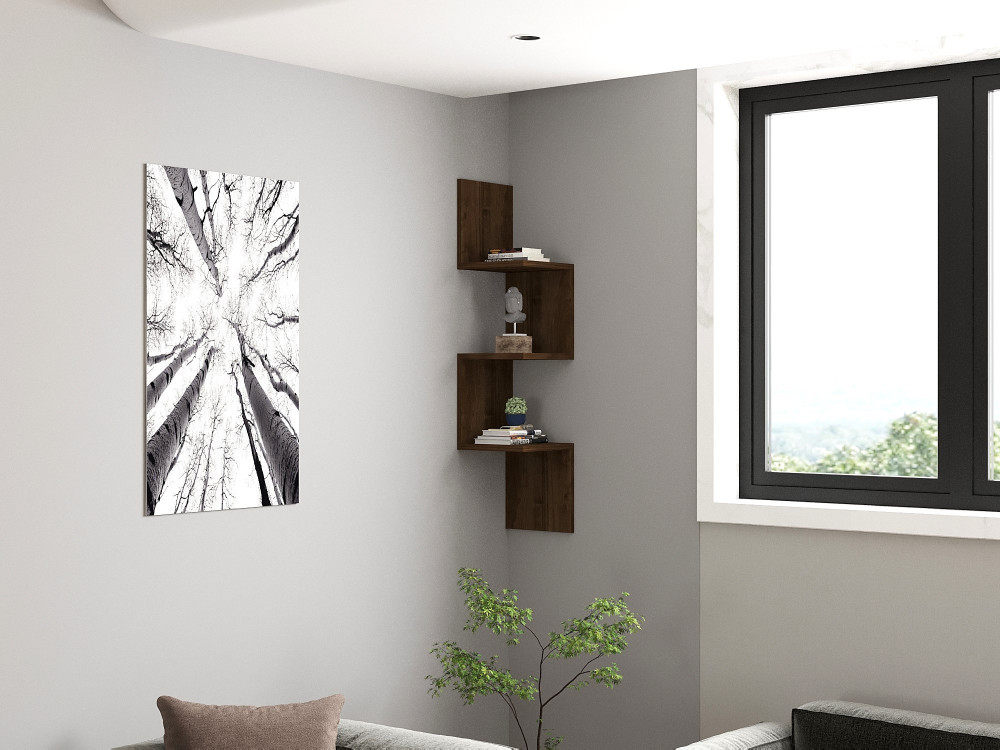 Mensola da parete in legno "Zikzak" - 25 x 25 x 105 cm - Noce