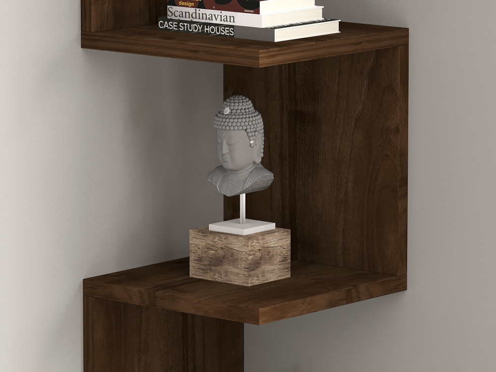 Mensola da parete in legno "Zikzak" - 25 x 25 x 105 cm - Noce