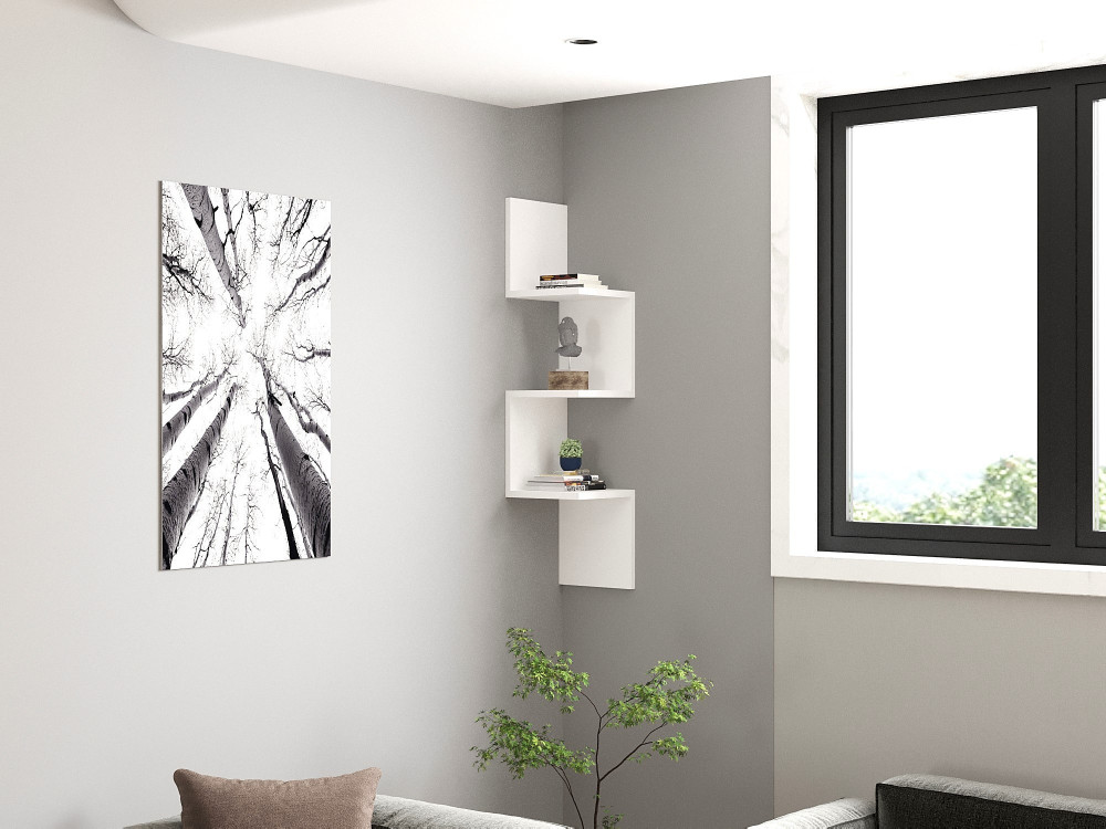 Scaffale da parete in legno "Zikzak" - 25 x 25 x 105 cm - Bianco