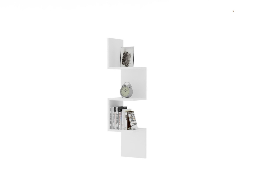 Scaffale da parete in legno "Zikzak" - 25 x 25 x 105 cm - Bianco