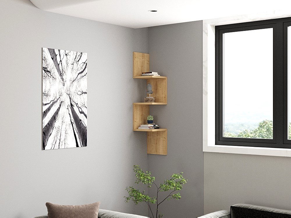 Mensola da parete in legno "Zikzak" - 25 x 25 x 105 cm - Saphir