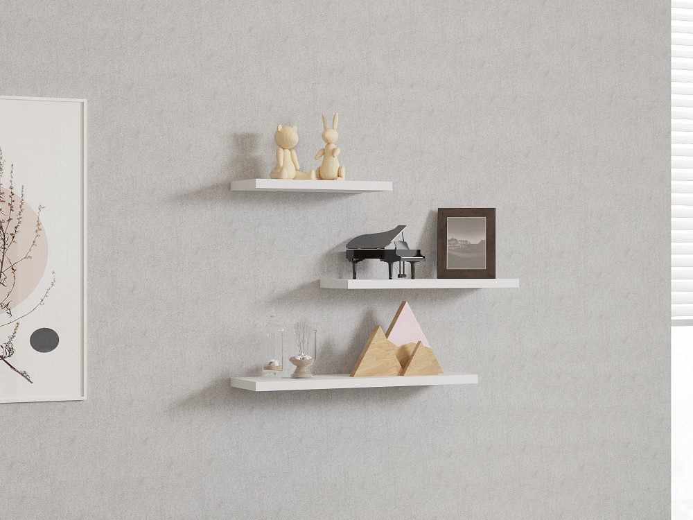 Mensola da parete in legno "Leila" - 50 x 14 x 2 cm - Bianco