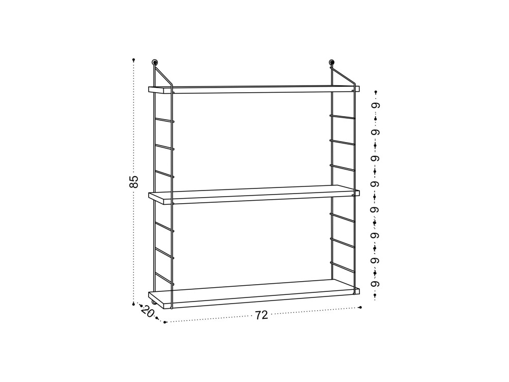 Mensola da parete in legno "Armoni" - 72 x 20 x 85 cm - Noce