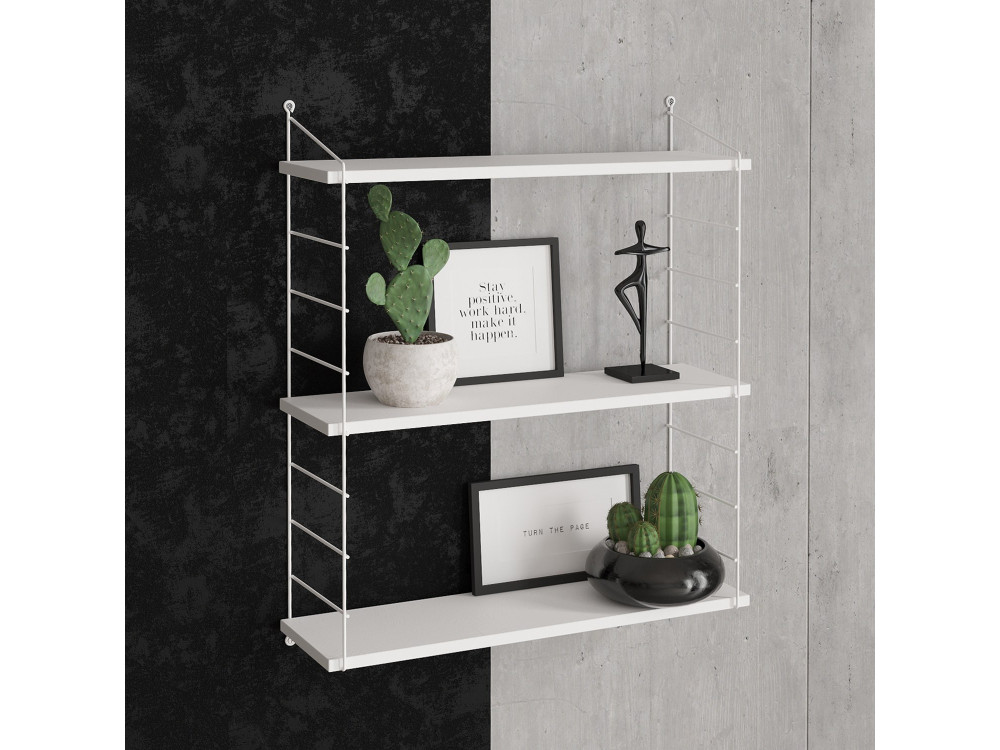Mensola da parete in legno "Armoni" - 72 x 20 x 85 cm - Bianco