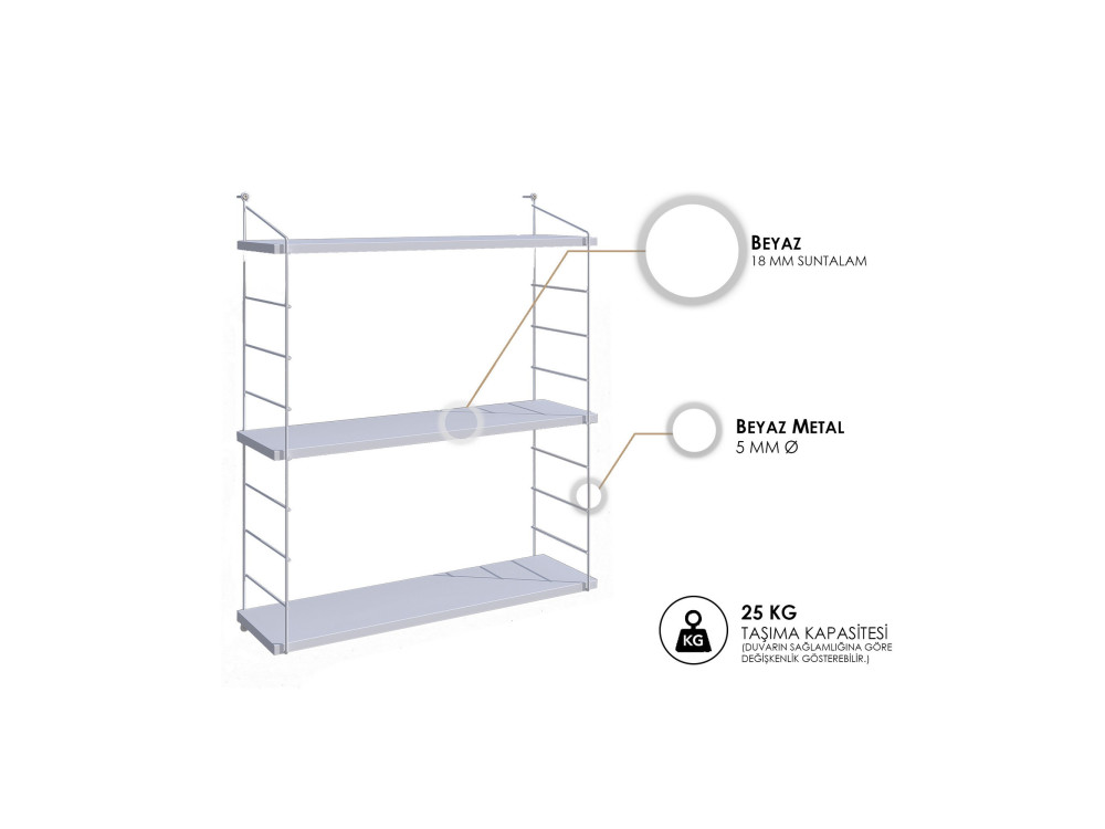 Mensola da parete in legno "Armoni" - 72 x 20 x 85 cm - Bianco