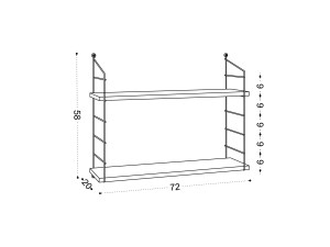 Mensola da parete in legno "Armoni" - 72 x 20 x 58 cm - Bianco