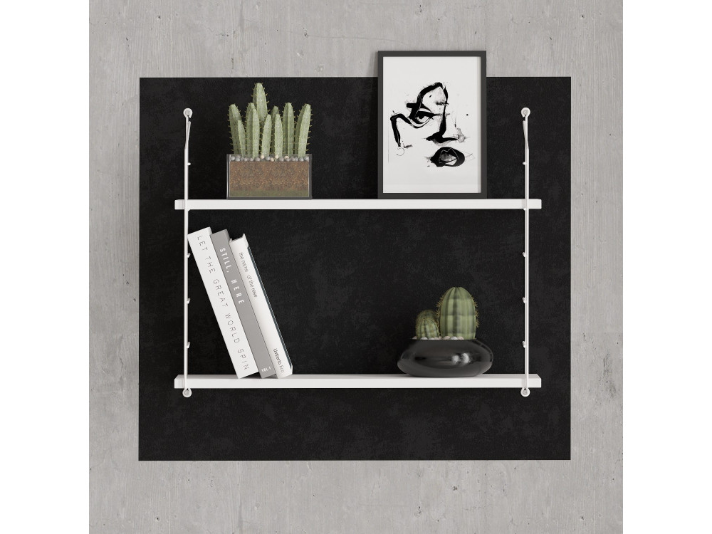 Mensola da parete in legno "Armoni" - 72 x 20 x 58 cm - Bianco