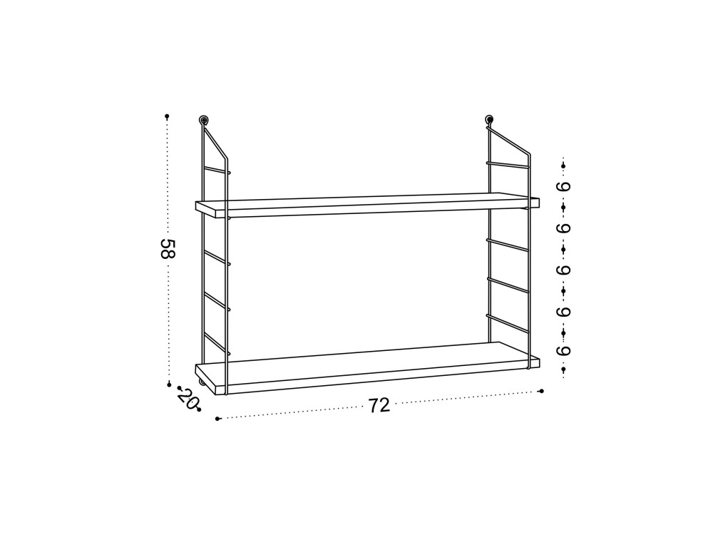 Mensola da parete in legno "Armoni" - 72 x 20 x 58 cm - Bianco