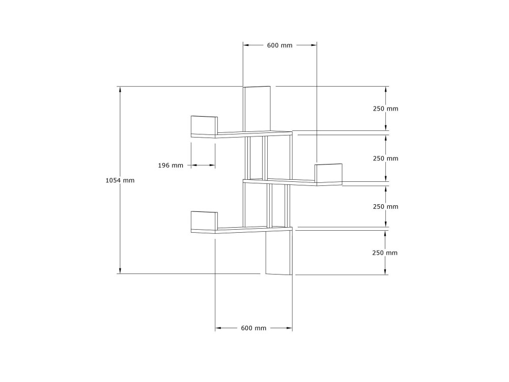 Mensola a muro in legno "Bombe" - 60 x 20 x 105 cm - Bianco