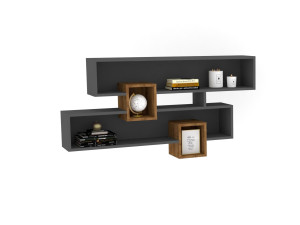 Mensola da parete in legno "Karen" - 120 x 22 x 75 cm - NoceAntracite