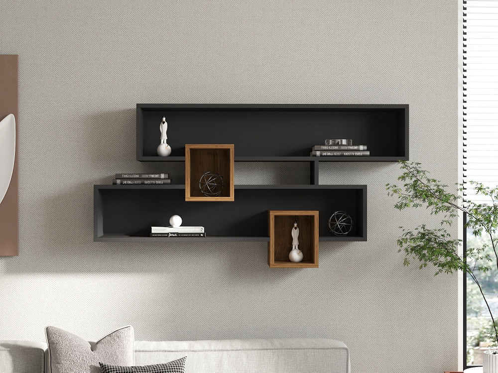 Mensola da parete in legno "Karen" - 120 x 22 x 75 cm - NoceAntracite
