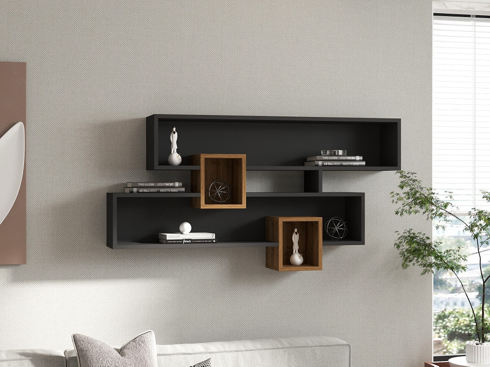 Mensola da parete in legno "Karen" - 120 x 22 x 75 cm - NoceAntracite