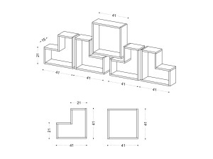 Scaffale da parete in legno "Elitra" - 180 x 15 x 59 cm - Bianco