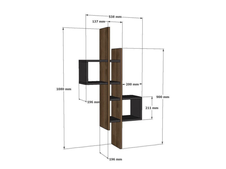 Mensola da parete in legno "Emse" - 53 x 19 x 108 cm - Rovere bianco zaffiro