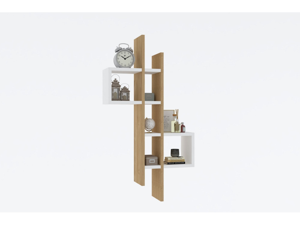 Mensola da parete in legno "Emse" - 53 x 19 x 108 cm - Rovere bianco zaffiro