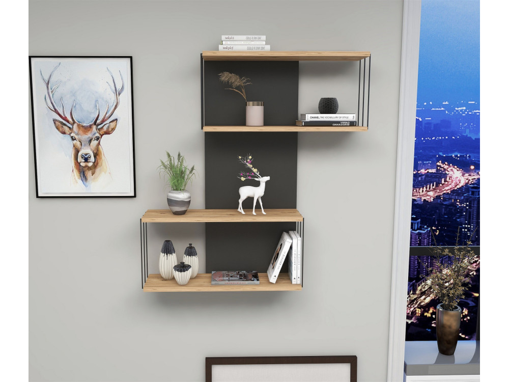 Mensola da parete in legno "Destan" - 65 x 19 x 96 cm - Marrone
