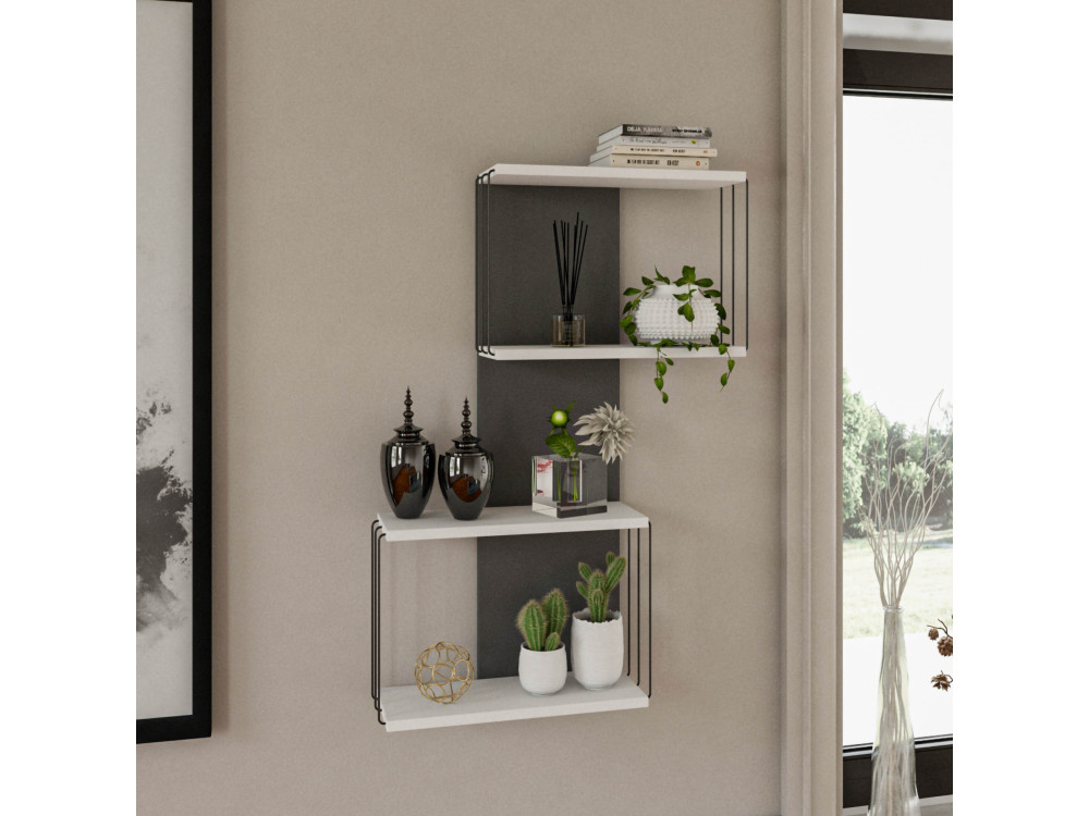 Mensola da parete in legno "Destan" - 65 x 19 x 96 cm - Bianco