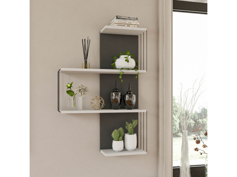 Mensola da parete in legno "Cambel" - 64 x 19 x 96 cm - Bianco