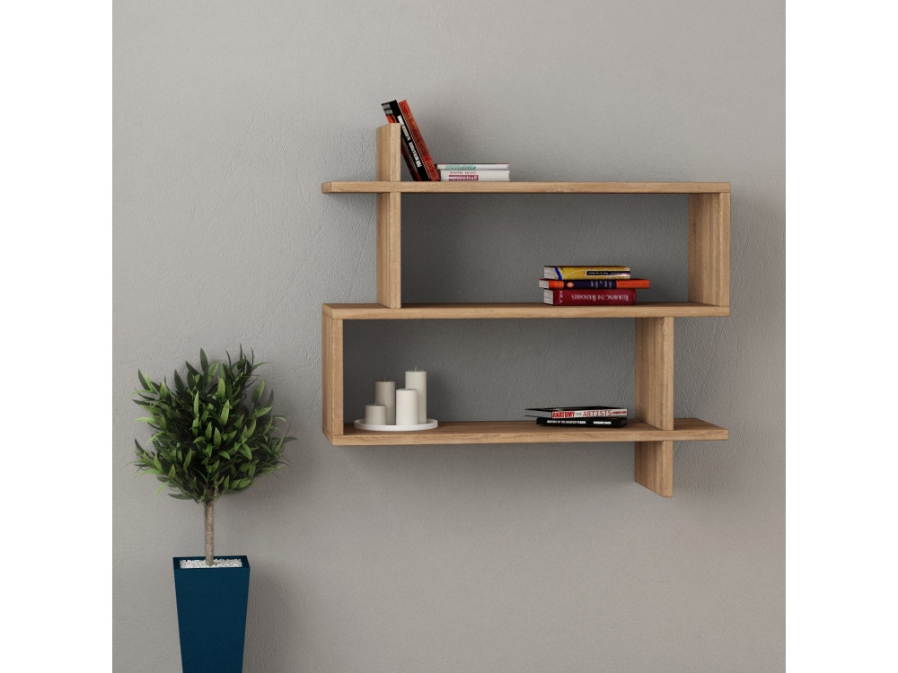 Mensola da parete in legno "Paralel" - 70 x 22 x 65 cm - Marrone