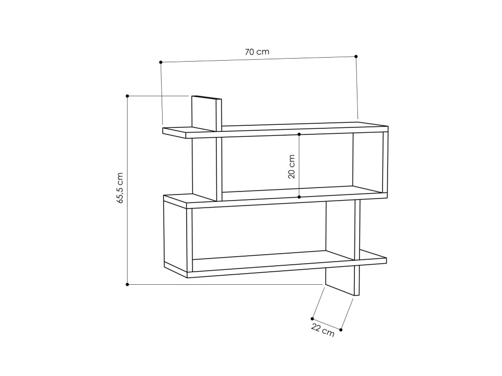 Mensola da parete in legno "Paralel" - 70 x 22 x 65 cm - Marrone